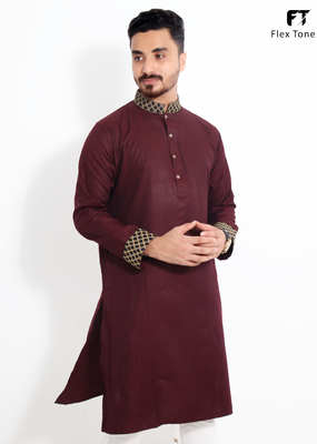 FlexTone Premium Comfortable Panjabi For Man/Color > Dark Maroon_img_0