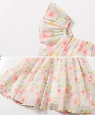 Kids Girls Big Bow Chiffon Floral Princess Dress (2 to 7 years) for yours Baby Smile_img_4