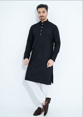 FlexTone Premium Quality Embroidery Panjabi/ Color > Black_img_0