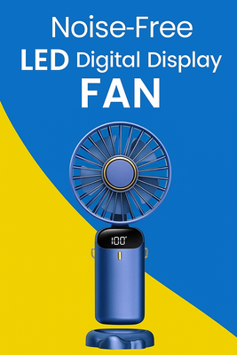 Portable Rechargeable Mini Fan with LED Digital Display – 3 Speed Modes, USB Powered, Phone Stand Feature_img_0