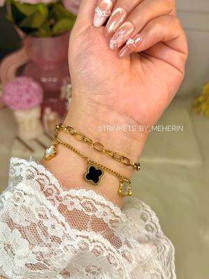 Double layer four leaf clover bracelet_img_0