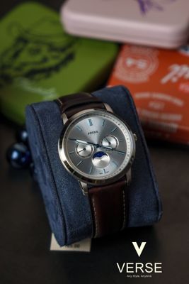 Fossil Neutra Moonphase FS5905 Men’s 42 mm Silver Multifunction Watch – Brown Leather_img_0