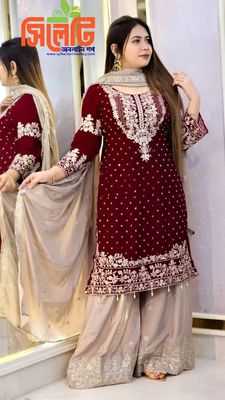 গারারা জর্জেট থ্রি-পিস_img_3