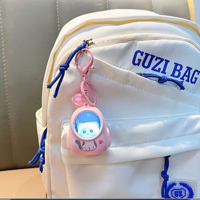 Astronaut Cat Schoolbag Luminous Nightlight Keychain Accessories Bag Decorations Pendant_img_2
