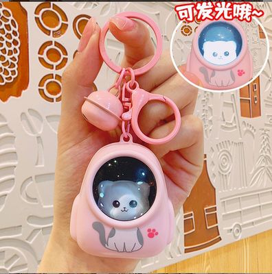 Astronaut Cat Schoolbag Luminous Nightlight Keychain Accessories Bag Decorations Pendant_img_7
