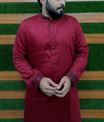 Premium Maroon Contrast Panjabi (Trendy Maroon beauty)_img_5