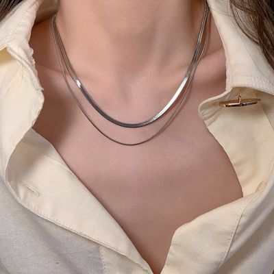 double layer snake bone thin necklace_img_0