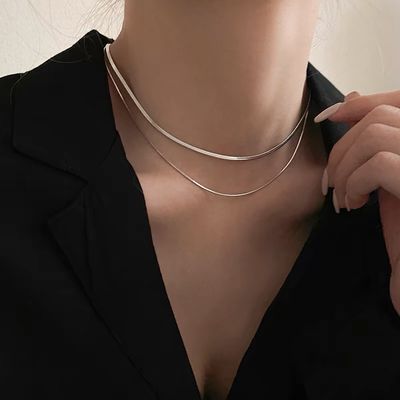 double layer snake bone thin necklace_img_2
