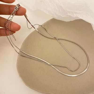 double layer snake bone thin necklace_img_3
