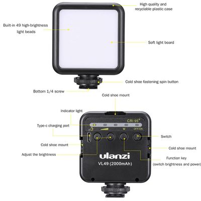 Rechargeable Mini Video Light with Lithium-ion Battery- LED 49 for Gimbal (Ulanzi VL49, 2000mAh)_img_4