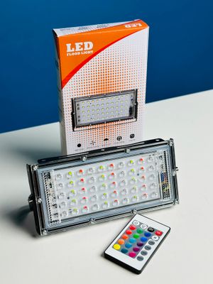 RGB LED Flood Light- Remote Controlled IP66 Waterproof Landscape & Outdoor Lighting (50W, AC220V) – Black Color RGB লাইট_img_0