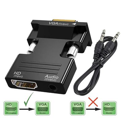 HDMI to VGA Converter - HDMI-compatible To VGA Converter With 3.5mm Audio Cable For PS4 PC Laptop TV Monitor Projector 1080P VGA Female To HD Male Adapt_img_4