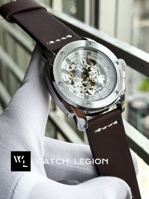 FOSSIL AUTO BROWN BELT WHITE DIAL