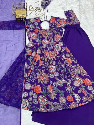 Summer Collection Kediya style Kurti, Plazzo and Dupatta set. purple colour_img_5