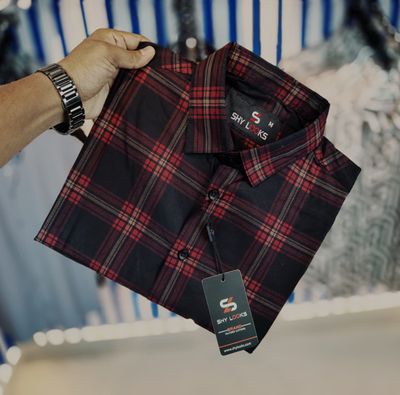 Shy Looks Pure Cotton Full Sleeve Check Shirt for Men's_img_1