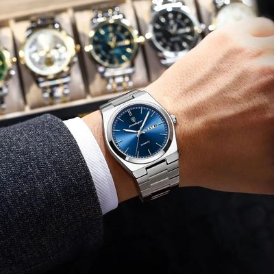 POEDAGAR 930 Men's New Luxury Luminous Date Week Stainless Steel Quartz Watch For Me_img_2