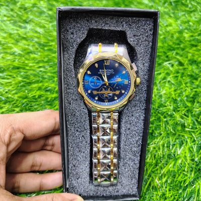 BINBOND 2521 Luxury Brand Luminous Quartz Watch For Men (golden blue)_img_2