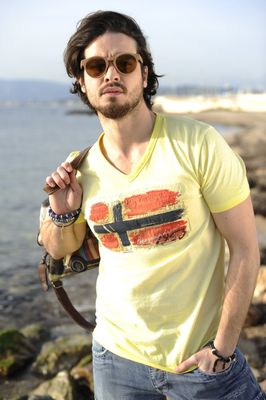 V-neck T-shirt Beige Beige_img_5