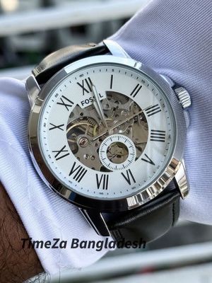 FOSSIL AUTOMATIC BLACK BELT WHITE DIAL RING_img_1