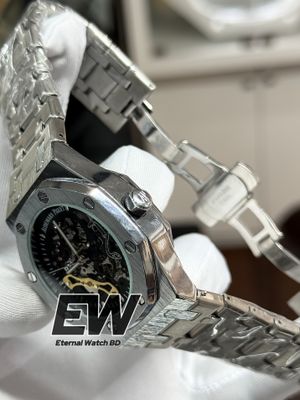 AP AUTOMATIC BLACK DIAL SILVER CHAIN_img_2