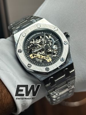 AP AUTOMATIC BLACK DIAL SILVER CHAIN_img_3