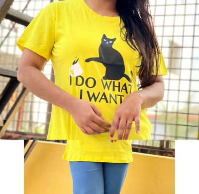 DTF Printed ladies T shirt | Half Sleeve Plain | Regular Fit Ladies T Shirt for Women & Girls_img_1