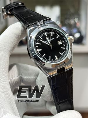 VACHERON CONSTANTIN QUARTZ BLACK DIAL BLACK BELT SILVER CASE_img_0