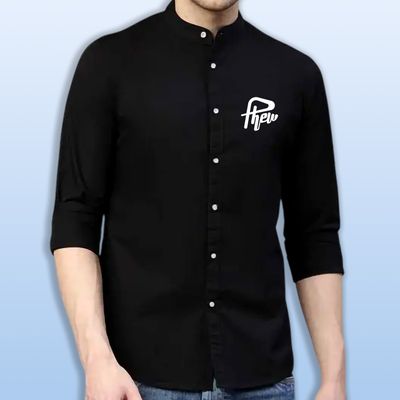 Premium Printed Ban Collar Shirt for Men_img_1