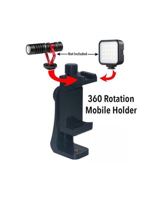360 Degree Mobile Holder With Cold Shoe Mount For Extra Microphone Or Led Light_img_0
