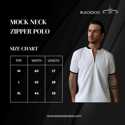 Mock Neck Zipper Polo Shirt | White_img_4