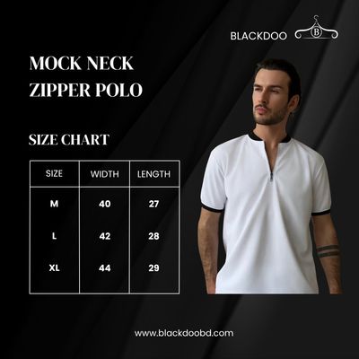 Blackdoo Men’s Mock Neck Zipper Polo | Navy Blue_img_8
