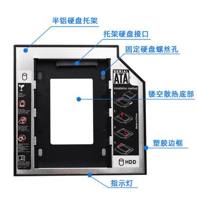 Universal SSD HDD Caddy 12.7mm Aluminum 2nd Hard Disk Drive Caddy Case, Support All Brand Laptop_img_3