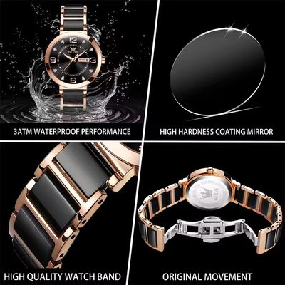 OLEVS 5005L Ladies Chain Watch- Black Dial- Rose Golden Bezel- Black+Rose Golden Chain- TF Code OL946CF_img_7