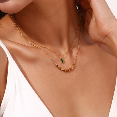 Square  bead green Double layer pendent Colour guaranteed_img_2
