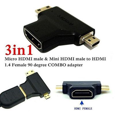 3 in 1 HDMI Rotor- 3 in 1 T Shape HDMI Female to Mini & Micro HDMI Male 90 Degree Multi Adapter Converter-Hdmi Female to Mini & Micro_img_3