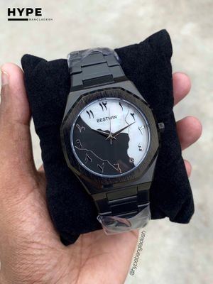 Black & White Arabic Dial Bestwin Stainless Steel Heavyweight Watch_img_1