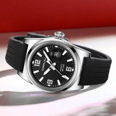 Jam Tangan Pria CRRJU 2025 Anti Air Kasual Olahraga Digital Jam Tangan Anak/Cowok Kalender Silikon Bercahaya - Hitam_img_3