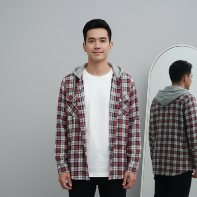 Premium Check Hooded Shirt 010_img_1