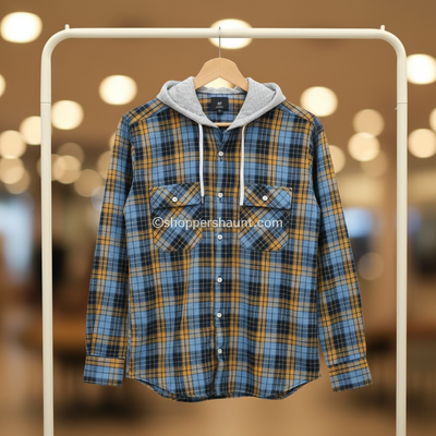 Flanel cotton hooded shirt for winter (Unisex)_img_0
