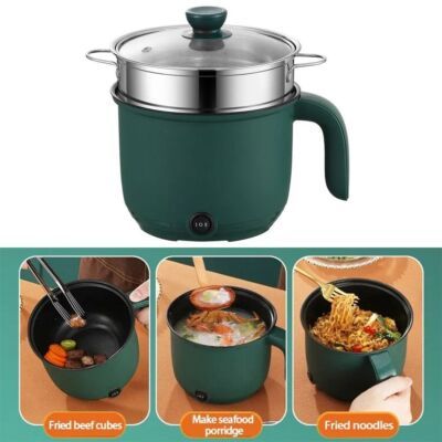 Multicooker Portable Electric Multicooker Cooking Pot With Steamer and Multipurpose 1.9 Liter Electric Cooker Pot Manual electric heating pot Cooker Rice cooker_img_0