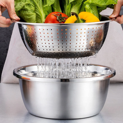 3-in-1 Stainless Steel Vegetable Cutter with Drain Basket Easy Food Prep for Southeast Asian Buyers Grater Basin for Fruits Vegetables_img_6