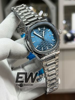 PATEK SWEEP CHAIN HONEYCOM BLUE DIAL_img_0