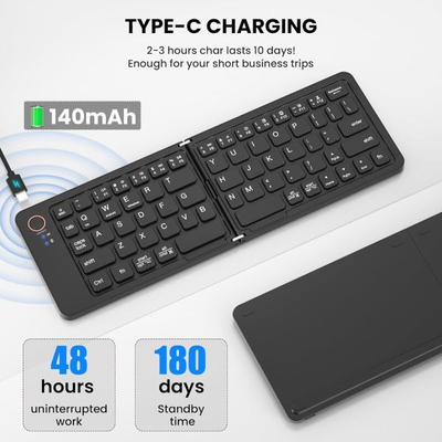 GearUP B023 Rechargeable Ultra Slim Folding Pocket Bluetooth Keyboard_img_2