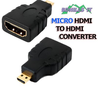 Micro hdmi to hdmi- Micro HDMI Male Type D to HDMI Female Type A Gold Plated Adapter Converter_img_0