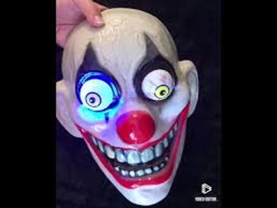 LED  New Halloween Mask Scary Red Nosed Clown Mask with Funny Terrifying Gripping Electric Saw Murderer Mask_img_3