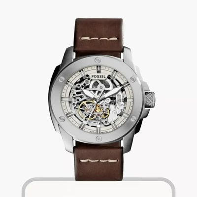 FOSSIL MODERN MACHINEAUTOMATIC SKELETON DIALBROWN LEATHER MEN'S WATCH ME3083_img_0
