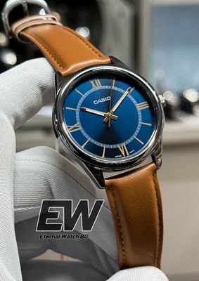 CASIO MTP-V005L-2B5  LEATHER BELT BLUE DIAL RG DIGIT_img_1