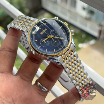 Hugo Boss Chronograph | Dual tone Sunflower Gold Blue Dial_img_1