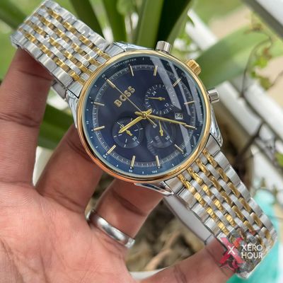 Hugo Boss Chronograph | Dual tone Sunflower Gold Blue Dial_img_3