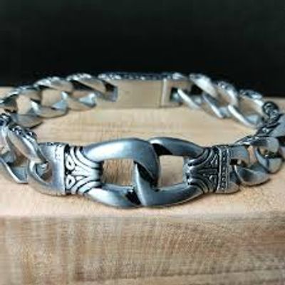 Men's Stainless Steel Polished Silver Heavy Huge Curb Link Chain Bracelet_img_0